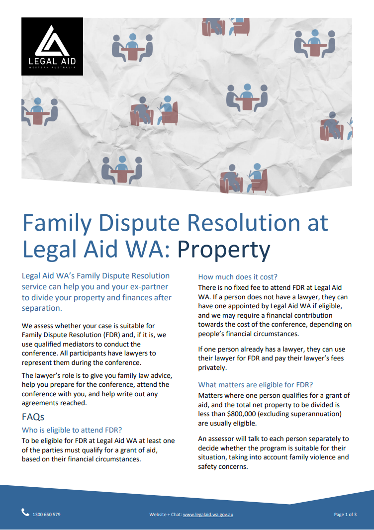 Thumbnail of FDR at legal Aid WA Property - Fact sheet