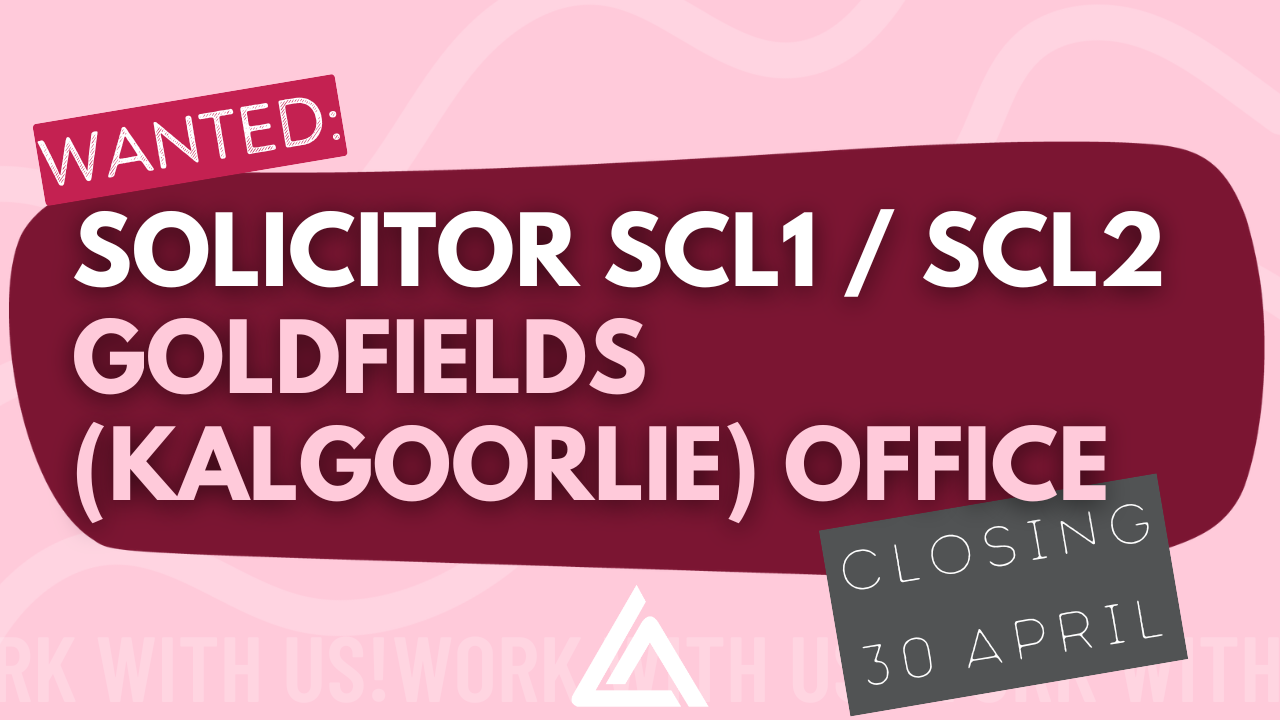 Wanted: Solicitor SCL1/2. Closing 30 April.