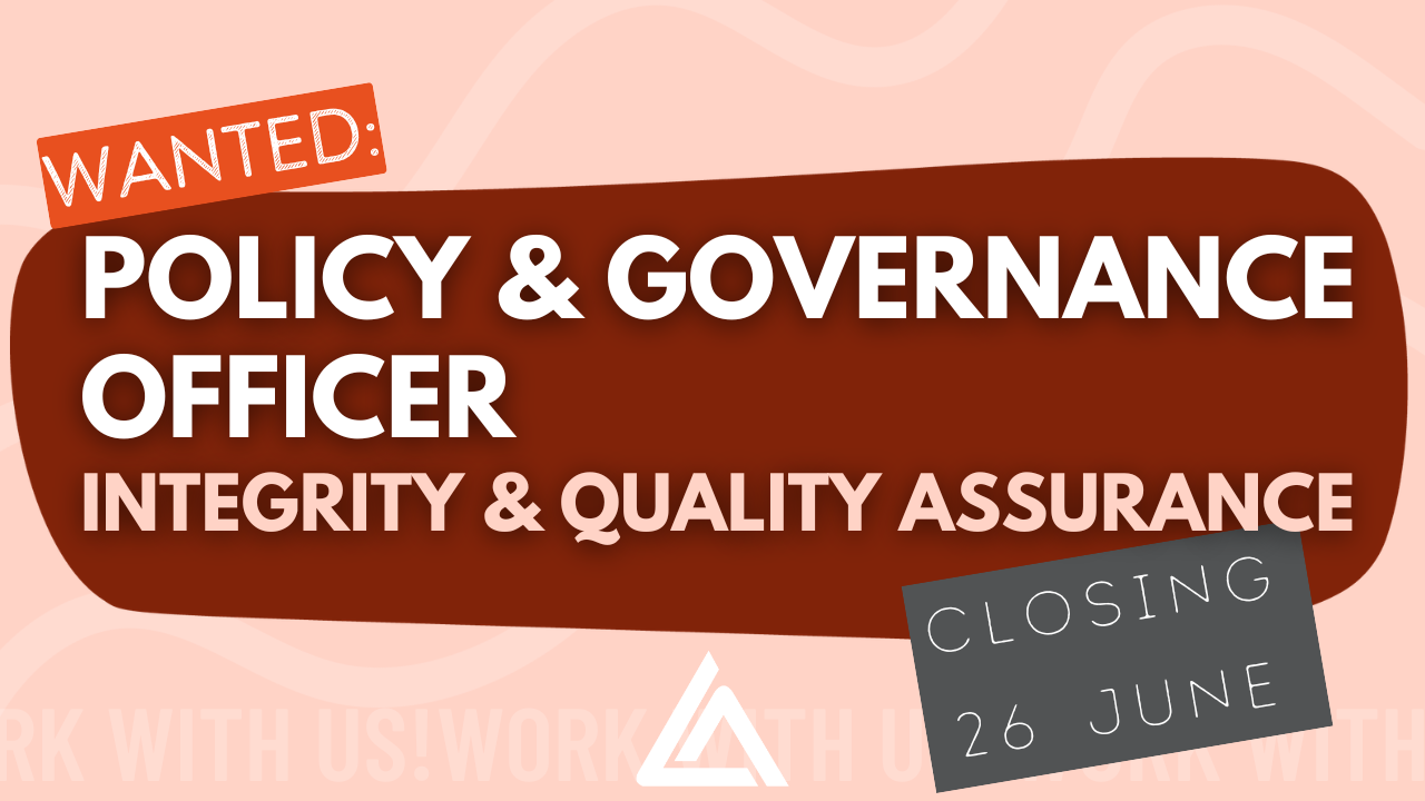 Wanted: Policy & Governance Officer. Closing 26 June.
