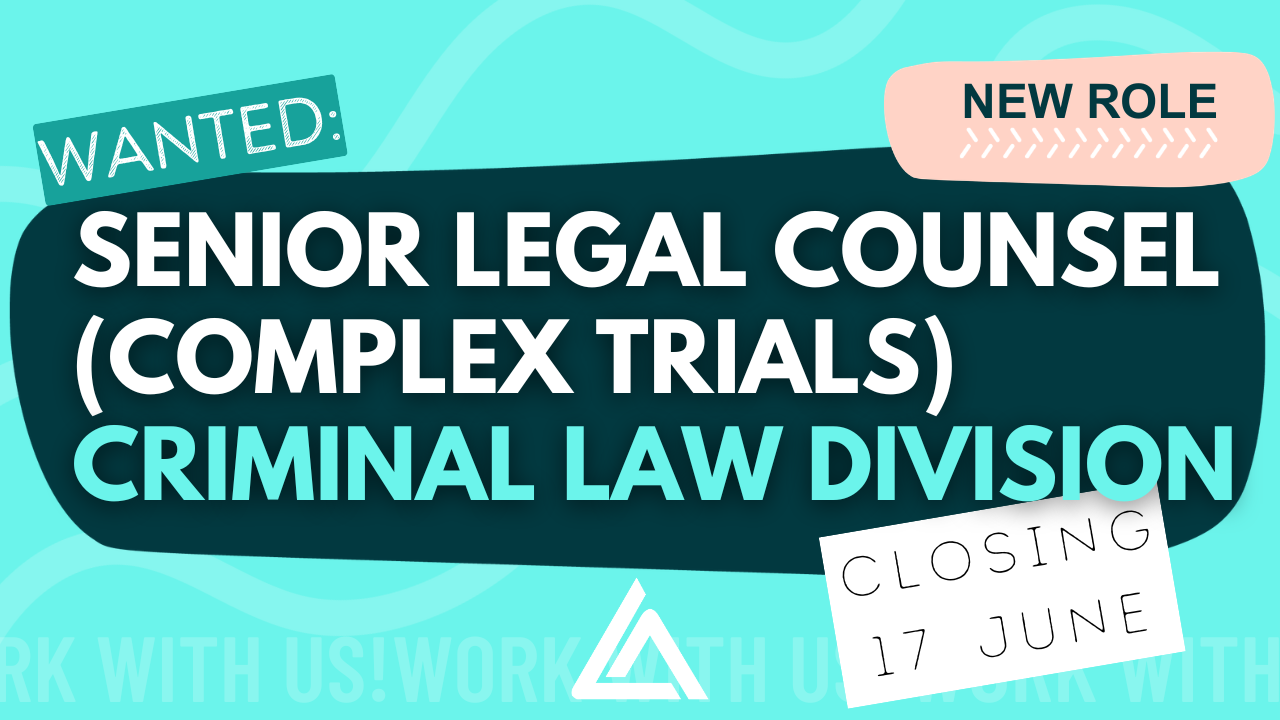 Wanted: Senior Legal Counsel. Closing 17 June.