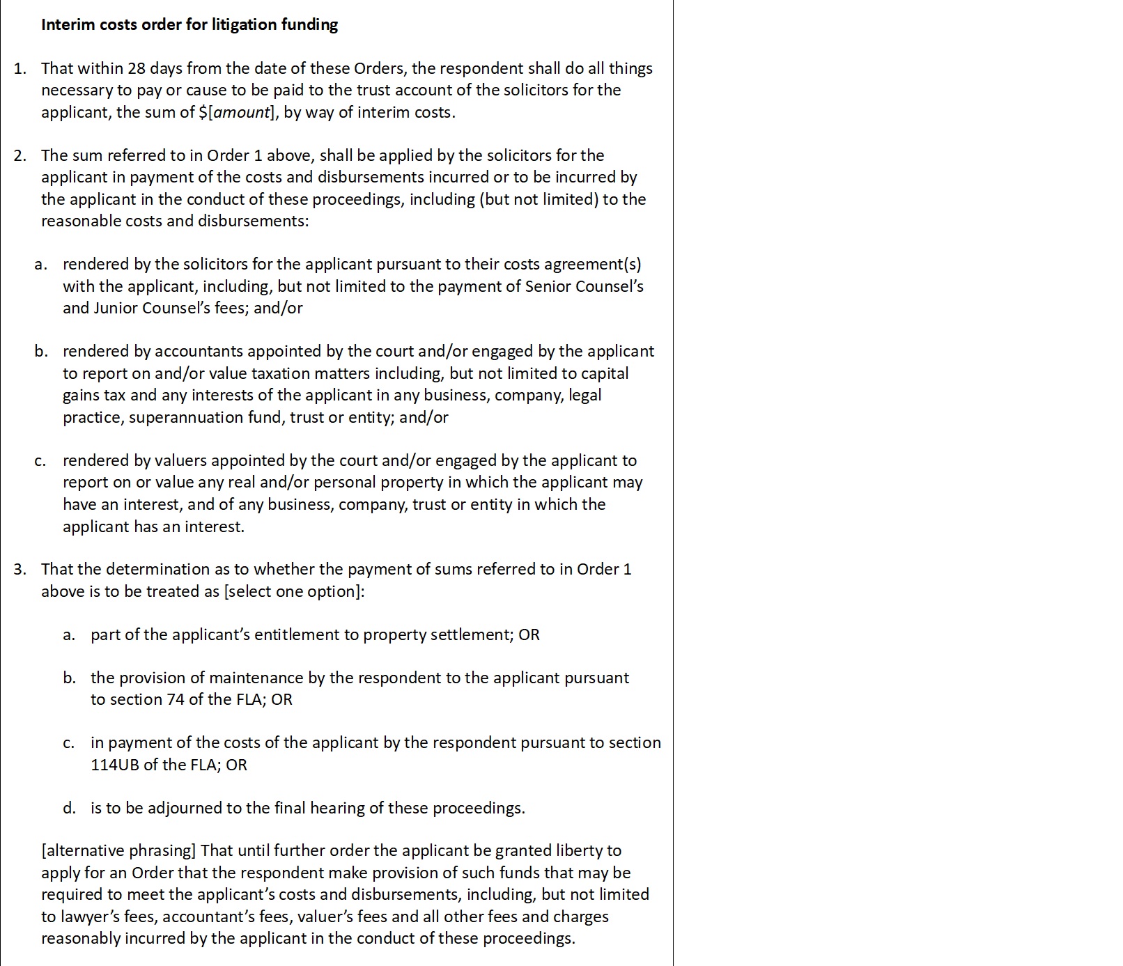 Precedent orders part 1
