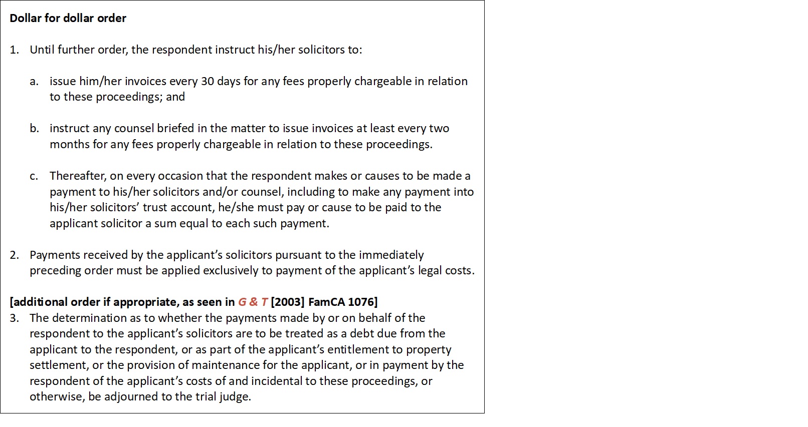 Precedent orders part 2