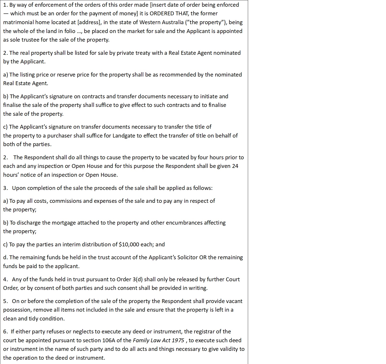 Precedent orders part 1