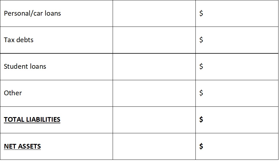 Asset and liability schedule